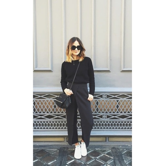 Oβ2nd Exclusively for SCOOP NYC Drape Front Wrap Black Trouser Pants Sz 2 - Picture 1 of 16